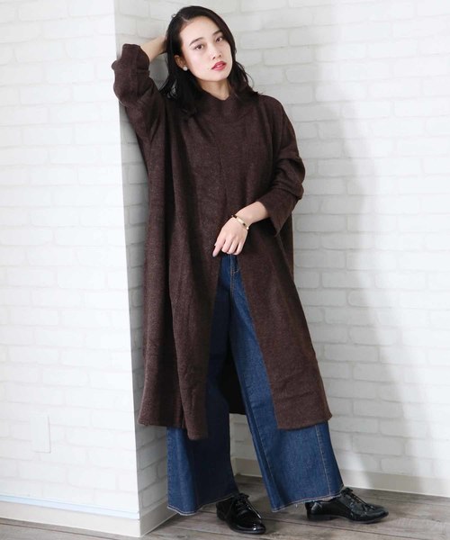 HER CLOSET（ハークローゼット）の「【HERCLOSET】ヤクライクフロントスリットロングニット（ワンピース・レディース・チャコールグレー/ブラック/ネイビー/ブラウン/カーキ/アイボリー/杢グレー/ベージュ系その他/ワイン・M）」の20枚目の写真
