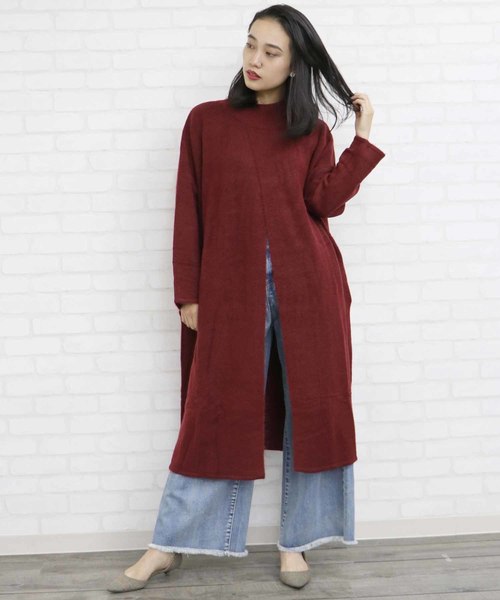 HER CLOSET（ハークローゼット）の「【HERCLOSET】ヤクライクフロントスリットロングニット（ワンピース・レディース・チャコールグレー/ブラック/ネイビー/ブラウン/カーキ/アイボリー/杢グレー/ベージュ系その他/ワイン・M）」の22枚目の写真