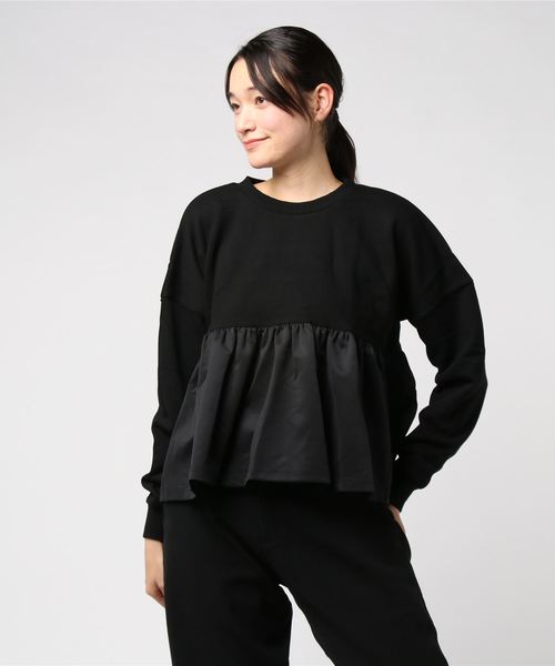 M y u(ミュー)の「裾フレア裏毛プルオーバー(Tシャツ/カットソー・レディース・ブラック/カーキ/ボルドー/パープル/グレイッシュベージュ/アイボリー/グレー/サックスブルー・M)」の14枚目の写真