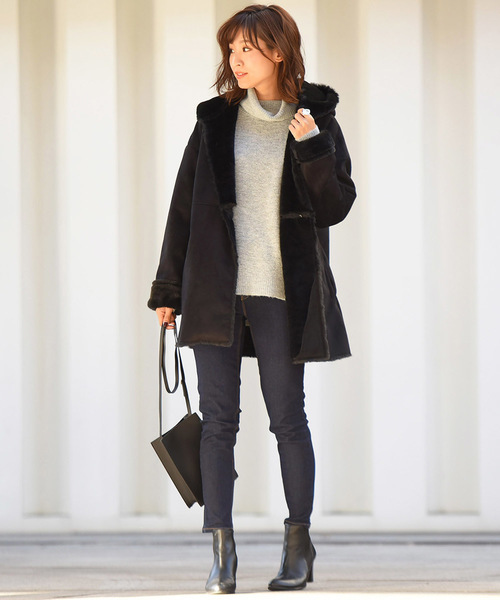 Willful by lipstar（ウィルフル バイ リップスター）の「【Willful by lipstar】フェイクファームートンコート（ムートンコート・レディース・ブラック/ベージュ・M）」の19枚目の写真