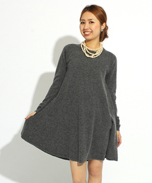 Ray BEAMS | ◎□Ray BEAMS / クルーネックフレアーニットワンピース(ワンピース)