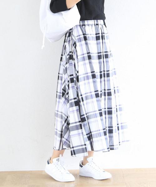 coen（コーエン）の「【19SS新作・Market】チェックマキシスカート（スカート・レディース・パープル/ブラック・FREE）」の7枚目の写真