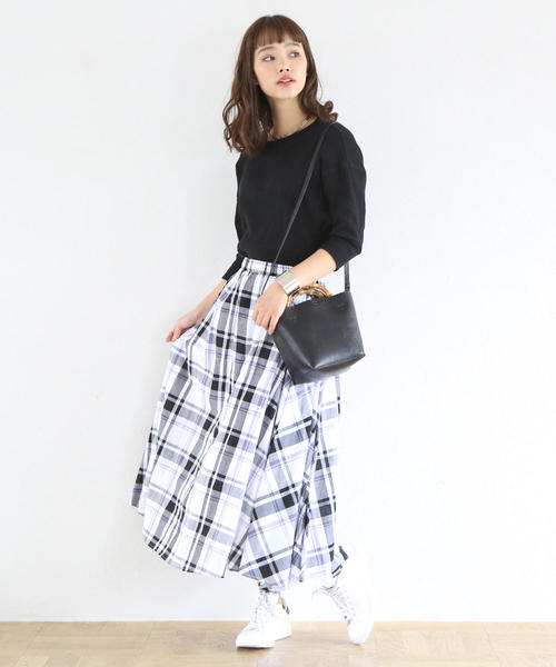 coen（コーエン）の「【19SS新作・Market】チェックマキシスカート（スカート・レディース・パープル/ブラック・FREE）」の8枚目の写真