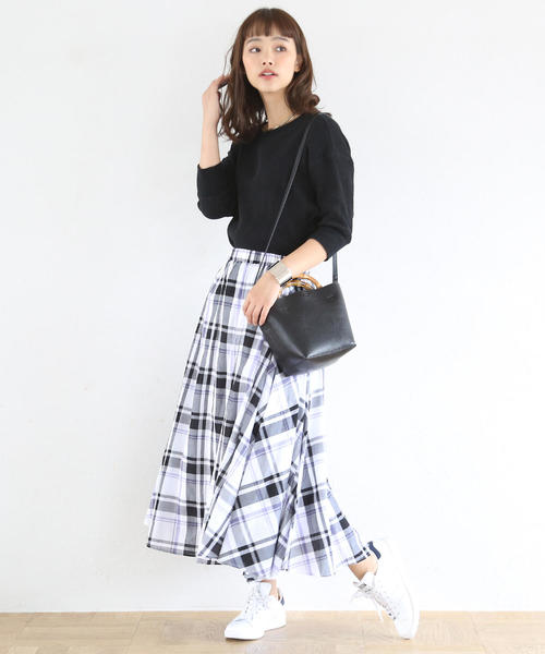 coen（コーエン）の「【19SS新作・Market】チェックマキシスカート（スカート・レディース・パープル/ブラック・FREE）」の9枚目の写真