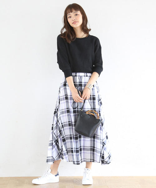 coen（コーエン）の「【19SS新作・Market】チェックマキシスカート（スカート・レディース・パープル/ブラック・FREE）」の10枚目の写真