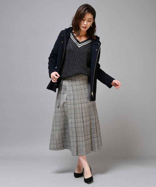 un dix cors（アンディコール）の「チェックラップスカート（スカート・レディース・ベージュ/チャコールグレー・FREE）」の17枚目の写真