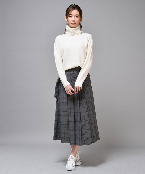 un dix cors（アンディコール）の「チェックラップスカート（スカート・レディース・ベージュ/チャコールグレー・FREE）」の15枚目の写真
