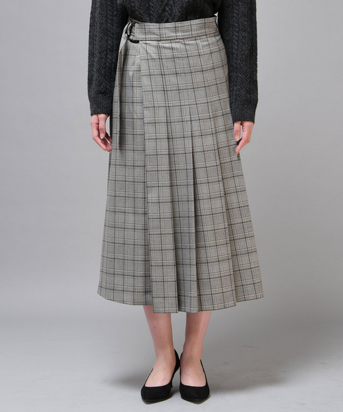 un dix cors（アンディコール）の「チェックラップスカート（スカート・レディース・ベージュ/チャコールグレー・FREE）」の11枚目の写真