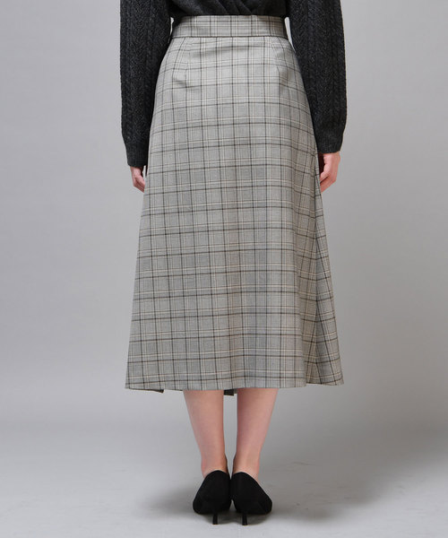 un dix cors（アンディコール）の「チェックラップスカート（スカート・レディース・ベージュ/チャコールグレー・FREE）」の9枚目の写真
