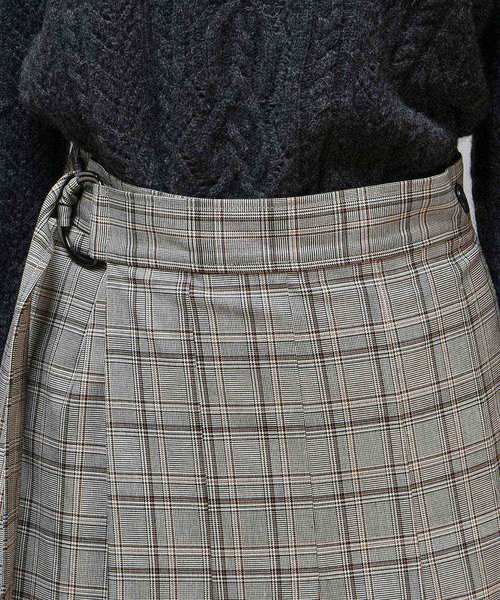 un dix cors（アンディコール）の「チェックラップスカート（スカート・レディース・ベージュ/チャコールグレー・FREE）」の8枚目の写真