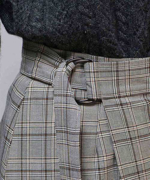 un dix cors（アンディコール）の「チェックラップスカート（スカート・レディース・ベージュ/チャコールグレー・FREE）」の7枚目の写真