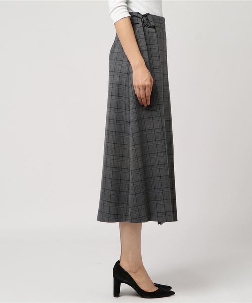 un dix cors（アンディコール）の「チェックラップスカート（スカート・レディース・ベージュ/チャコールグレー・FREE）」の3枚目の写真