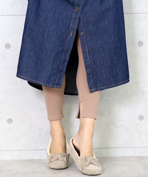 CHARM BERRY TIC（チャームベリーチック）の「スリット入りリブレギンス（レギンス/スパッツ・レディース・ブラック/グレー/カーキ/ライトグレー/アイボリー/グレイッシュベージュ/ベージュ/ブラウン/キャメル・S～Ｍ/M～Ｌ/M-L/S-M）」の17枚目の写真