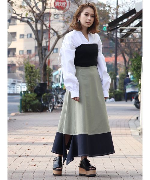 MURUA（ムルーア）の「ヘムカットフレアスカート【ベイカースカート】（スカート・レディース・ブラック/ベージュ/カーキ・FREE）」の17枚目の写真