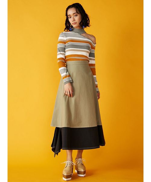 MURUA（ムルーア）の「ヘムカットフレアスカート【ベイカースカート】（スカート・レディース・ブラック/ベージュ/カーキ・FREE）」の6枚目の写真