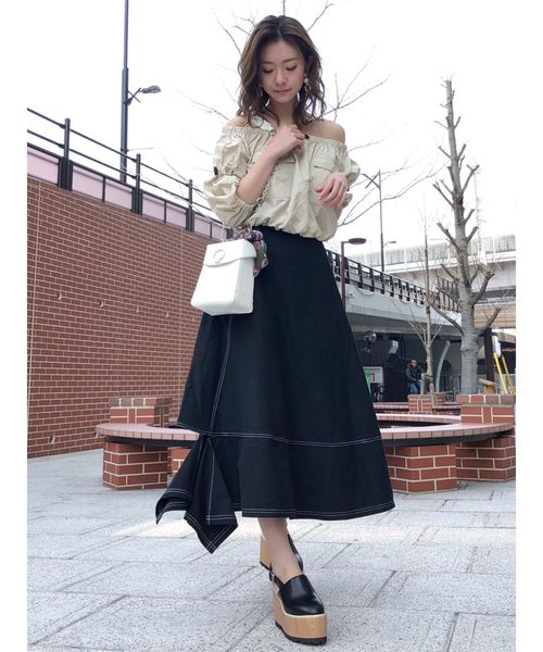 MURUA（ムルーア）の「ヘムカットフレアスカート【ベイカースカート】（スカート・レディース・ブラック/ベージュ/カーキ・FREE）」の20枚目の写真