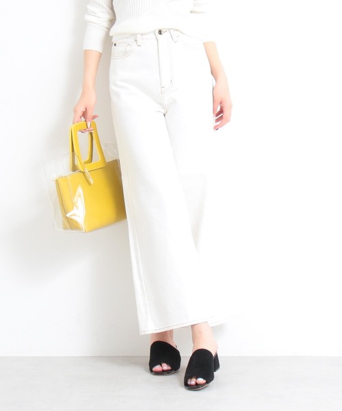 N.(N. Natural Beauty Basic)(エヌエヌナチュラルビューティーベーシック)の「パラツォデニム(デニムパンツ・レディース・ネイビー/ブルー/ホワイト・MEDIUM/SMALL)」の2枚目の写真