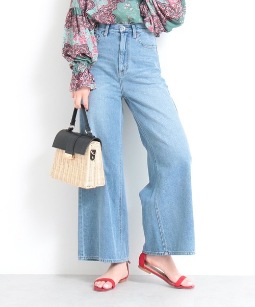 N.(N. Natural Beauty Basic)(エヌエヌナチュラルビューティーベーシック)の「パラツォデニム(デニムパンツ・レディース・ネイビー/ブルー/ホワイト・MEDIUM/SMALL)」の1枚目の写真