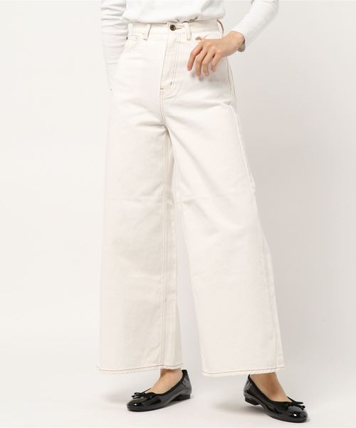 N.(N. Natural Beauty Basic)(エヌエヌナチュラルビューティーベーシック)の「パラツォデニム(デニムパンツ・レディース・ネイビー/ブルー/ホワイト・MEDIUM/SMALL)」の4枚目の写真