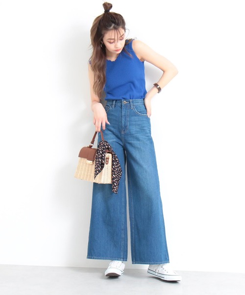 N.(N. Natural Beauty Basic)(エヌエヌナチュラルビューティーベーシック)の「パラツォデニム(デニムパンツ・レディース・ネイビー/ブルー/ホワイト・MEDIUM/SMALL)」の14枚目の写真