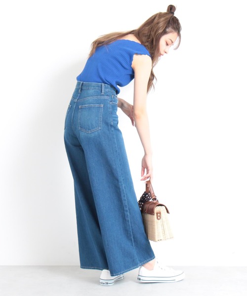 N.(N. Natural Beauty Basic)(エヌエヌナチュラルビューティーベーシック)の「パラツォデニム(デニムパンツ・レディース・ネイビー/ブルー/ホワイト・MEDIUM/SMALL)」の18枚目の写真