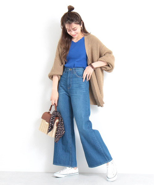 N.(N. Natural Beauty Basic)(エヌエヌナチュラルビューティーベーシック)の「パラツォデニム(デニムパンツ・レディース・ネイビー/ブルー/ホワイト・MEDIUM/SMALL)」の9枚目の写真