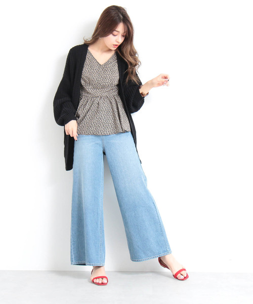N.(N. Natural Beauty Basic)(エヌエヌナチュラルビューティーベーシック)の「パラツォデニム(デニムパンツ・レディース・ネイビー/ブルー/ホワイト・MEDIUM/SMALL)」の16枚目の写真