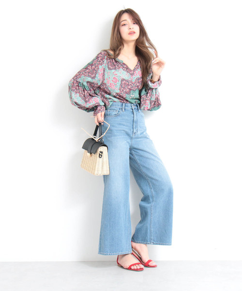 N.(N. Natural Beauty Basic)(エヌエヌナチュラルビューティーベーシック)の「パラツォデニム(デニムパンツ・レディース・ネイビー/ブルー/ホワイト・MEDIUM/SMALL)」の7枚目の写真
