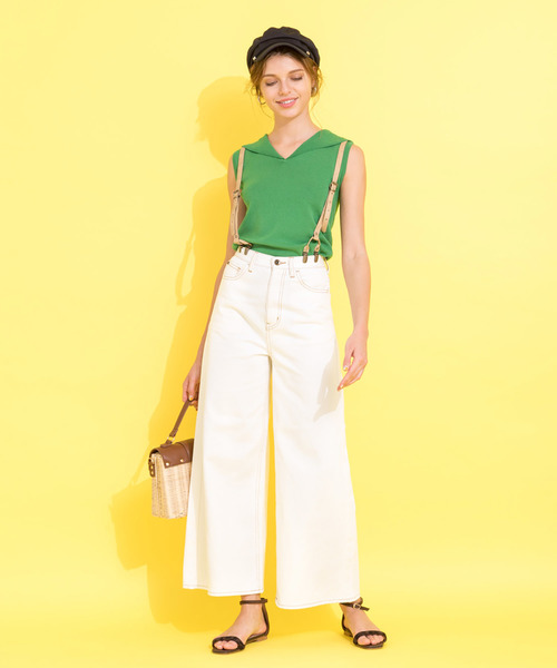 N.(N. Natural Beauty Basic)(エヌエヌナチュラルビューティーベーシック)の「パラツォデニム(デニムパンツ・レディース・ネイビー/ブルー/ホワイト・MEDIUM/SMALL)」の20枚目の写真