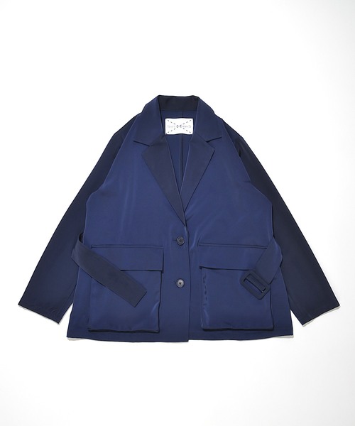 SUPERTHANKS(スーパーサンクス)の「カーゴポケットジャケット(テーラードジャケット・レディース・グリーン/ネイビー・SMALL/MEDIUM)」の5枚目の写真