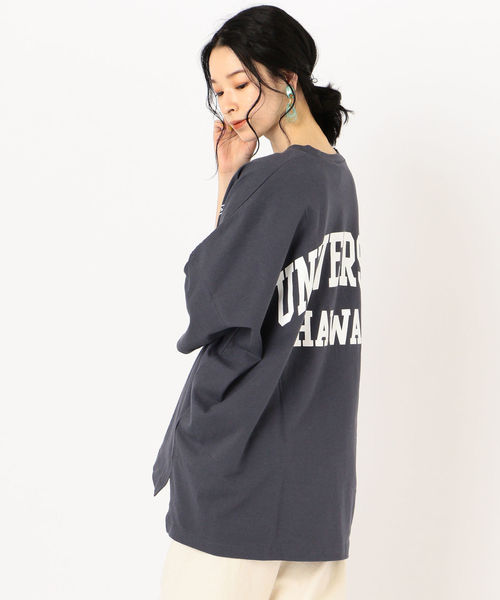 SHIPS(シップス)の「カレッジビッグTee(Tシャツ/カットソー・レディース・オフホワイト/ダークグレー/ネイビー・ONE SIZE)」の3枚目の写真