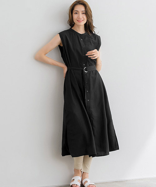 セール ベルテッドノースリーブロングシャツワンピース シャツワンピース Pierrot ピエロ のファッション通販 Zozotown