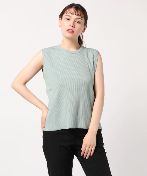 WEGO(ウィゴー)の「WEGO VINTAGE/テレコバックスリットノースリーブTシャツ(Tシャツ/カットソー・レディース・グリーン系その他/ライトベージュ/ブラック・FREE)」の6枚目の写真