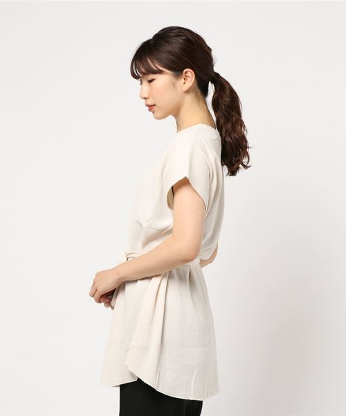 Heather（ヘザー）の「ワッフルノースリーブチュニック 849121（Tシャツ/カットソー・レディース・ブラック/ベージュ/アイボリー・FREE）」の4枚目の写真