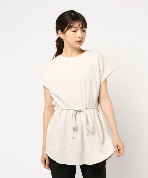 Heather（ヘザー）の「ワッフルノースリーブチュニック 849121（Tシャツ/カットソー・レディース・ブラック/ベージュ/アイボリー・FREE）」の6枚目の写真