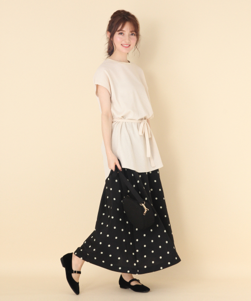 Heather（ヘザー）の「ワッフルノースリーブチュニック 849121（Tシャツ/カットソー・レディース・ブラック/ベージュ/アイボリー・FREE）」の7枚目の写真