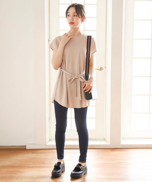 Heather（ヘザー）の「ワッフルノースリーブチュニック 849121（Tシャツ/カットソー・レディース・ブラック/ベージュ/アイボリー・FREE）」の13枚目の写真