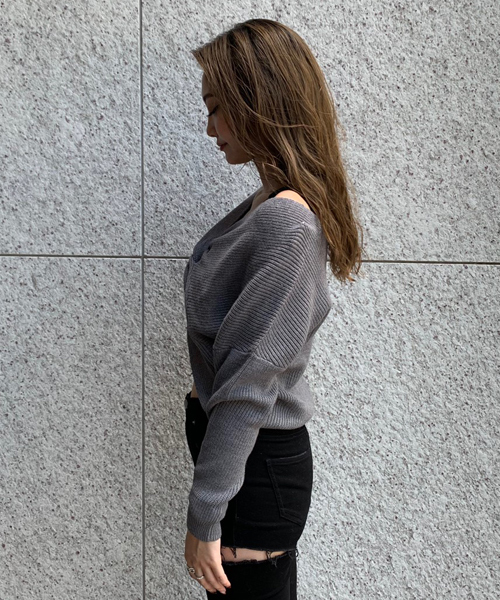 ENVYM（アンビー）の「２ＷＡＹ ＴＷＩＳＴ ＫＮＩＴ（ニット/セーター・レディース・ブラック/ベージュ/グレー・FREE）」の10枚目の写真