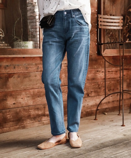 BAYFLOW(ベイフロー)の「ストレッチストレートデニム 20SS(デニムパンツ・レディース・ホワイト/ネイビー/ブルー・SMALL/MEDIUM/LARGE)」の3枚目の写真