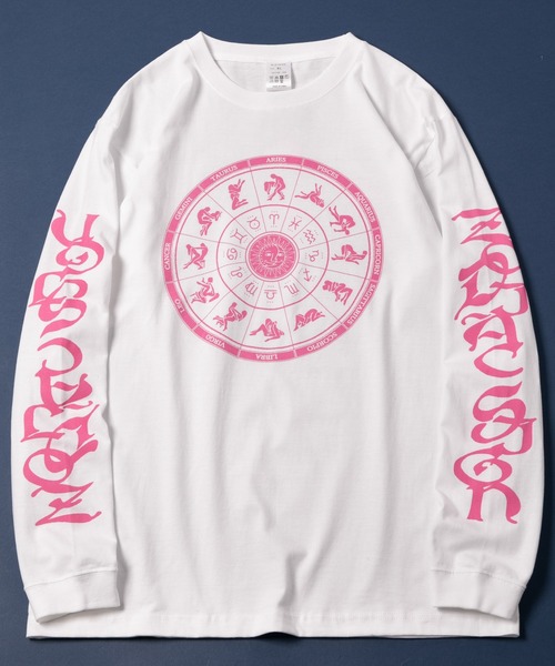 CASPER JOHN AIVER(�L���X�p�[�W�����A�C�o�[)��ZODIAC�@PRINT L/S TEE�iPINK�j(T�V���c/�J�b�g�\�[)