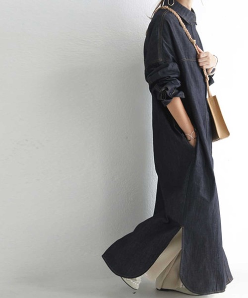 antiqua(アンティカ)の「デニムシャツワンピース(シャツワンピース・レディース・ノンウォッシュ/ブルー系その他・FREE)」の8枚目の写真