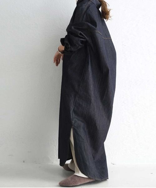 antiqua(アンティカ)の「デニムシャツワンピース(シャツワンピース・レディース・ノンウォッシュ/ブルー系その他・FREE)」の6枚目の写真