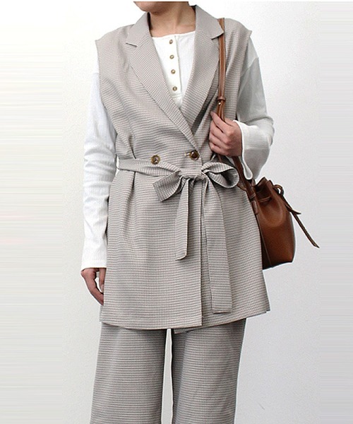 先染めチェックベルト付きベスト ベスト Styleblock スタイルブロック のファッション通販 Zozotown