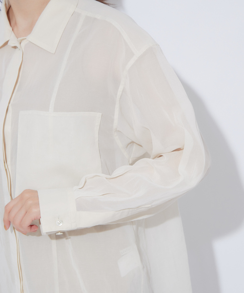 qualite（カリテ）の「シアーポケットシャツブラウス（シャツ/ブラウス・レディース・アイボリー/キャメル/モスグリーン・38）」の16枚目の写真