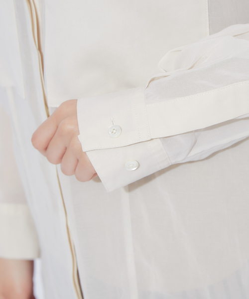 qualite（カリテ）の「シアーポケットシャツブラウス（シャツ/ブラウス・レディース・アイボリー/キャメル/モスグリーン・38）」の20枚目の写真