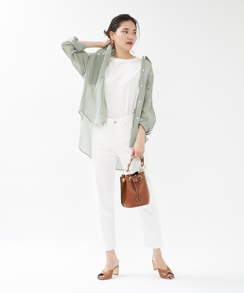 qualite（カリテ）の「シアーポケットシャツブラウス（シャツ/ブラウス・レディース・アイボリー/キャメル/モスグリーン・38）」の15枚目の写真