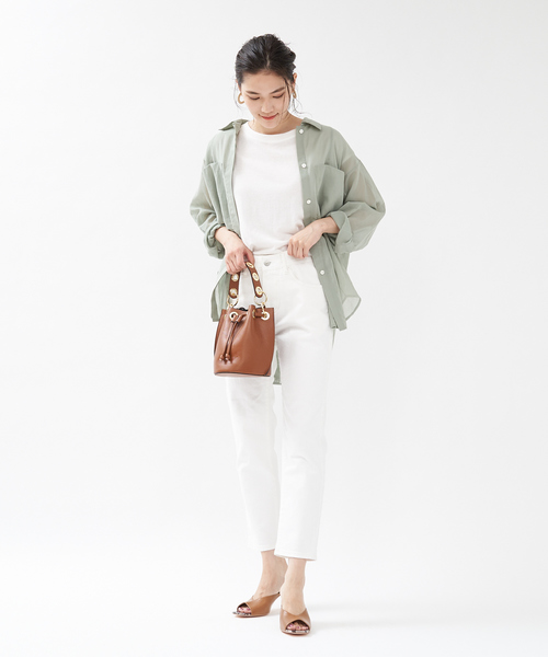 qualite（カリテ）の「シアーポケットシャツブラウス（シャツ/ブラウス・レディース・アイボリー/キャメル/モスグリーン・38）」の19枚目の写真