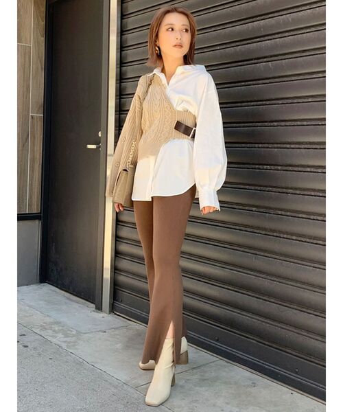 MURUA（ムルーア）の「リブフィットフレアパンツ（その他パンツ・レディース・ブラック/アイボリー/モカ・FREE）」の13枚目の写真