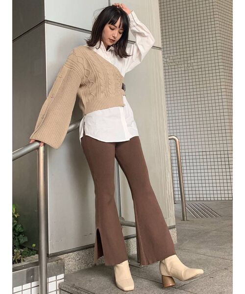 MURUA（ムルーア）の「リブフィットフレアパンツ（その他パンツ・レディース・ブラック/アイボリー/モカ・FREE）」の15枚目の写真