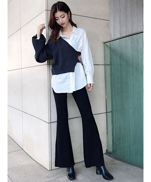 MURUA（ムルーア）の「リブフィットフレアパンツ（その他パンツ・レディース・ブラック/アイボリー/モカ・FREE）」の18枚目の写真